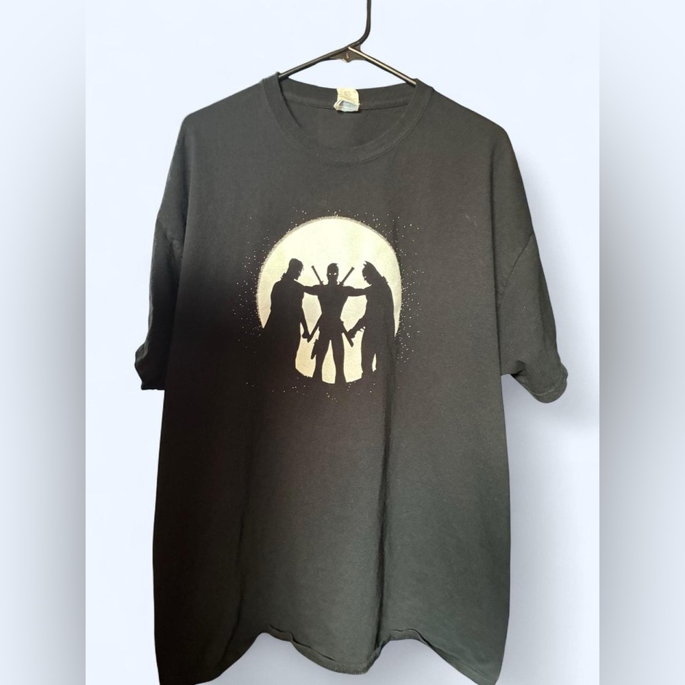 Deadpool Batman Superman Graphic Tee Black